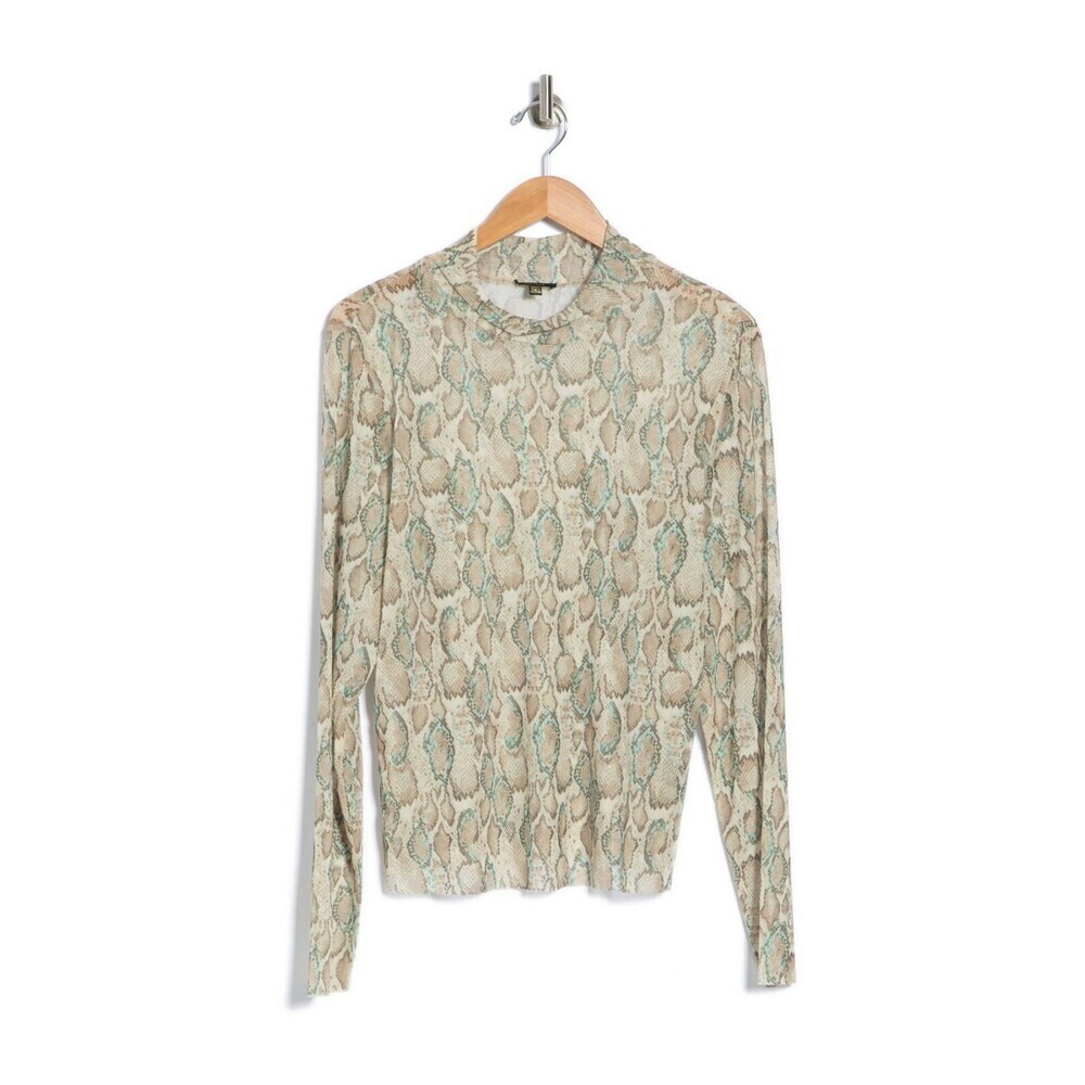 AFRM X NORDSTROM Mock Neck Long Sleeve Mesh Top In Soft Snake Size XS